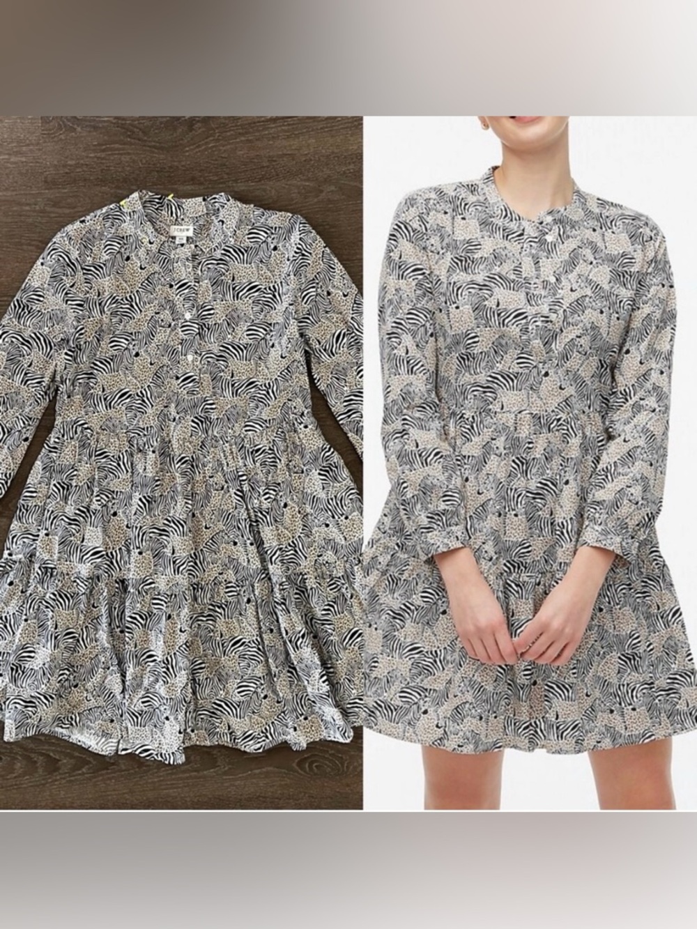 J.CREW Zebra Safari Animal Print
Dress 100% Cotton Lined Size XS x-Small